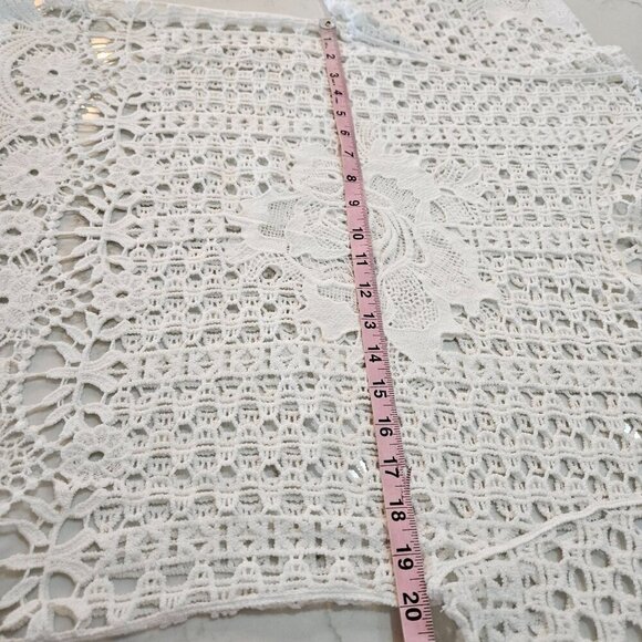 Soft Surroundings Medium White Lace Crochet Top Cottagecore Boho Feminine - Picture 7 of 8
